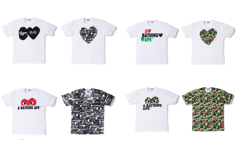 A Bathing Ape x COMME des GARCONS PLAY 聯名系列T-Shirt 正式亮相- A