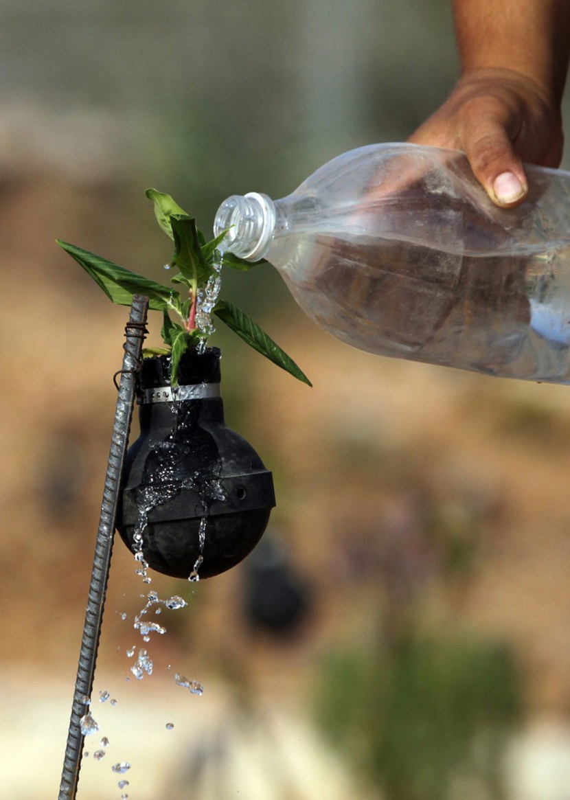 手榴彈也能種花？巴勒斯坦婦人利用廢棄手榴彈種植小花朵 6
