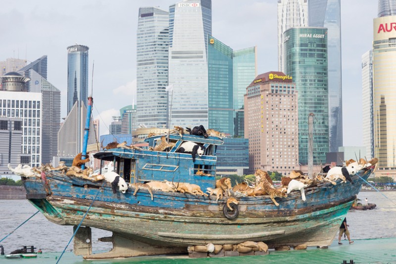 cai guo qiang sends 99 animals aboard the ninth wave in shanghai 9