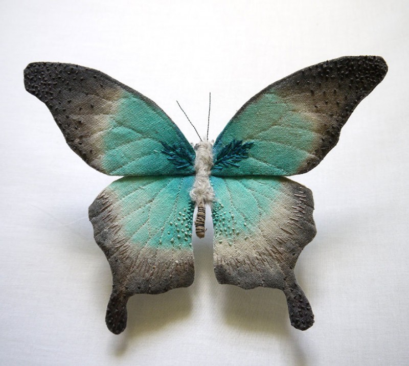 Giant Life-Like Moths And Butterflies Made Of Embroidered Fabric 3
