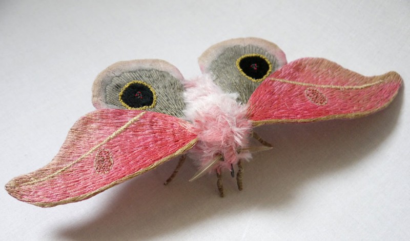 Giant Life-Like Moths And Butterflies Made Of Embroidered Fabric 6