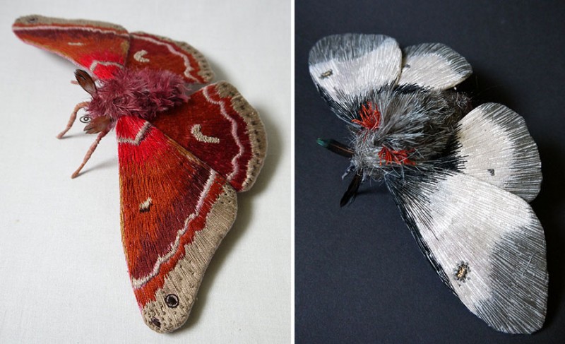 Giant Life-Like Moths And Butterflies Made Of Embroidered Fabric 7