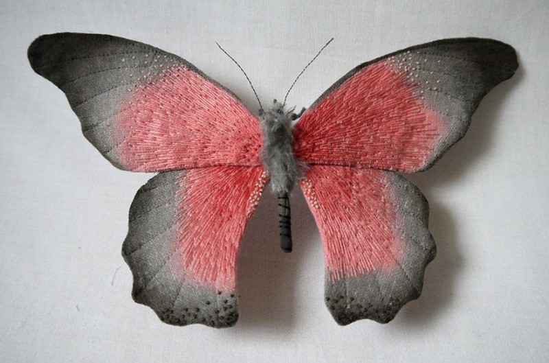 Giant Life-Like Moths And Butterflies Made Of Embroidered Fabric 9