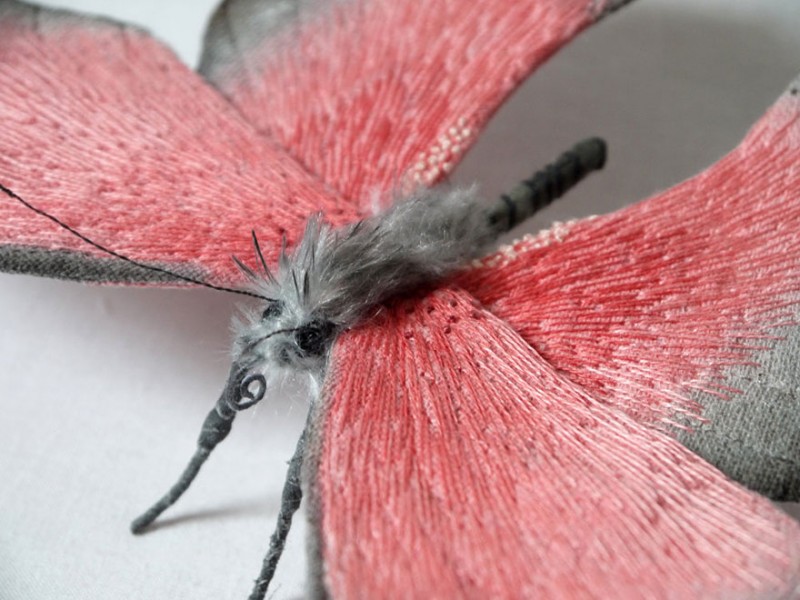 Giant Life-Like Moths And Butterflies Made Of Embroidered Fabric 10