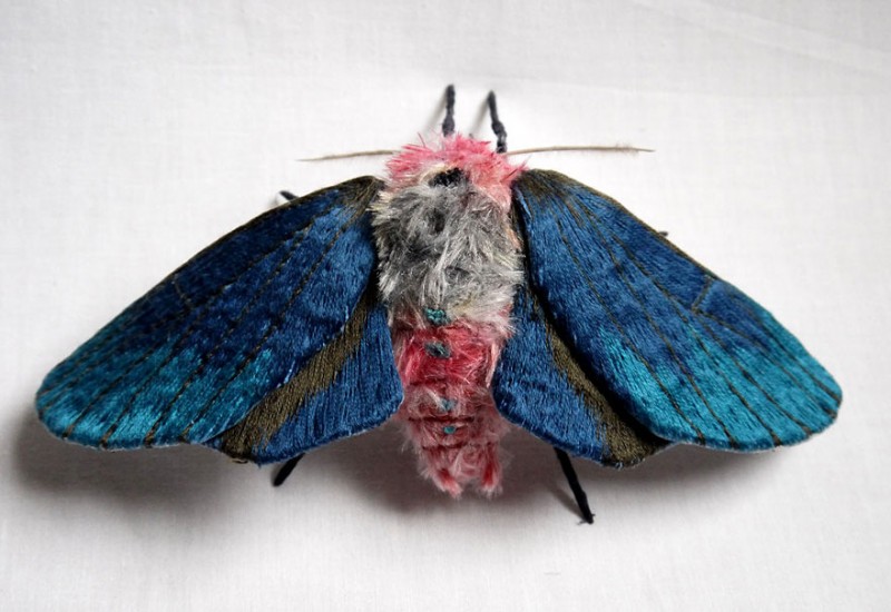 Giant Life-Like Moths And Butterflies Made Of Embroidered Fabric 11