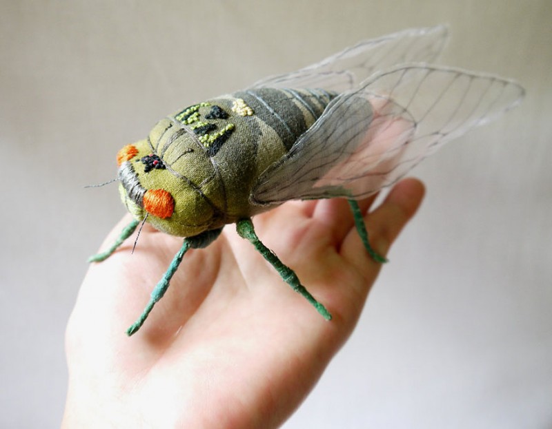 Giant Life-Like Moths And Butterflies Made Of Embroidered Fabric 16