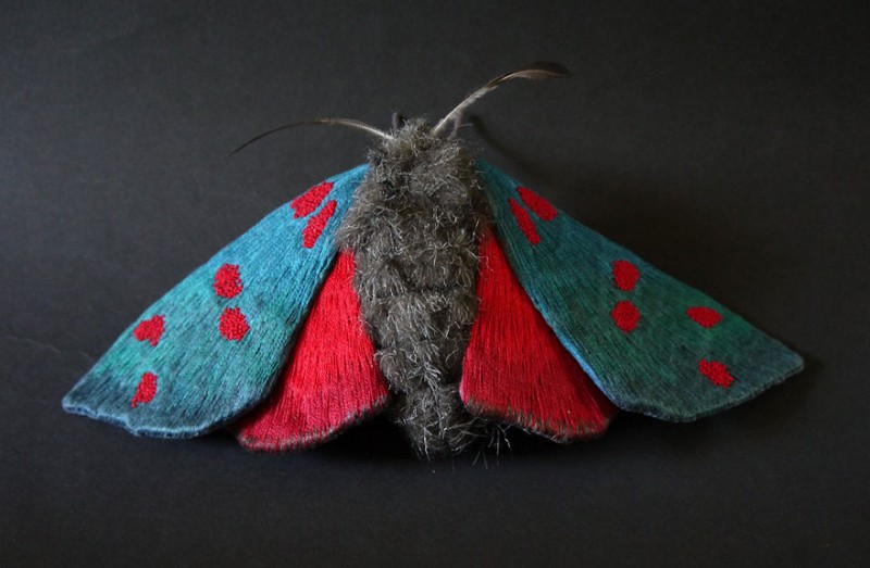 Giant Life-Like Moths And Butterflies Made Of Embroidered Fabric 17