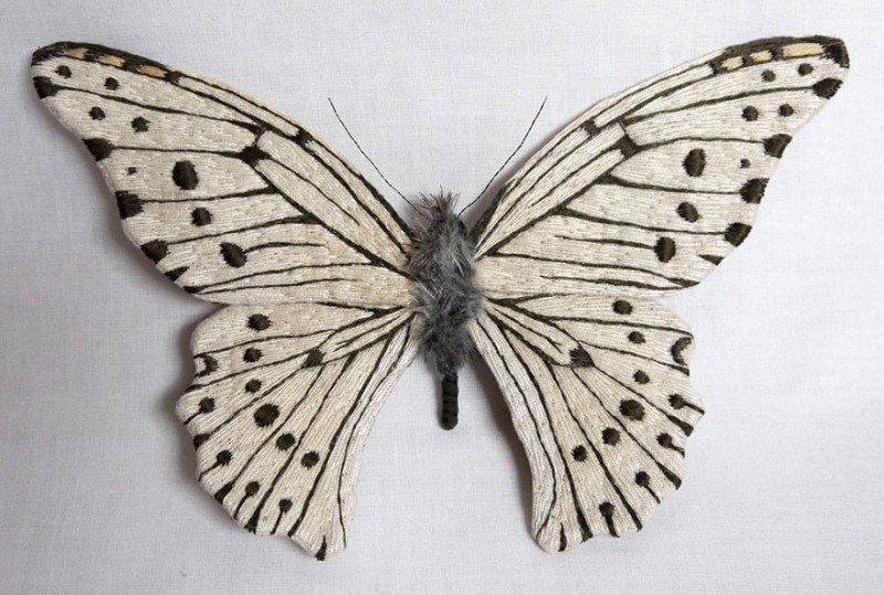 Giant Life-Like Moths And Butterflies Made Of Embroidered Fabric 19