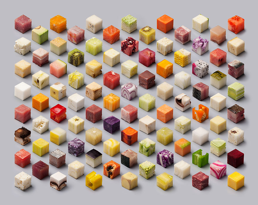 Artists Cut Raw Food Into 98 Perfect Cubes To Make Perfectionists Hungry 1