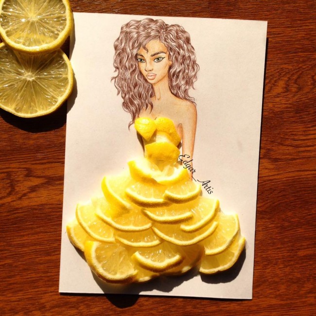 檸檬、火柴、洋蔥…什麼都能創作，這個插畫家把女人的裙子變有趣了 3