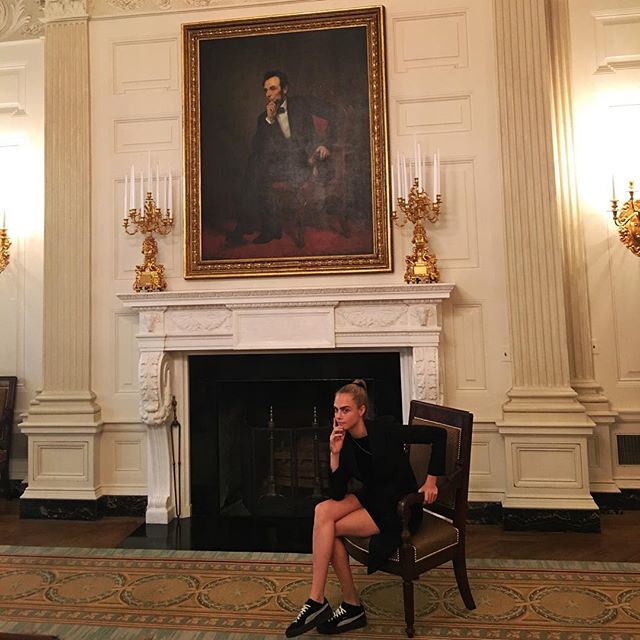 Reliable Source Model-actress Cara Delevingne wore Pumas to the White House 4