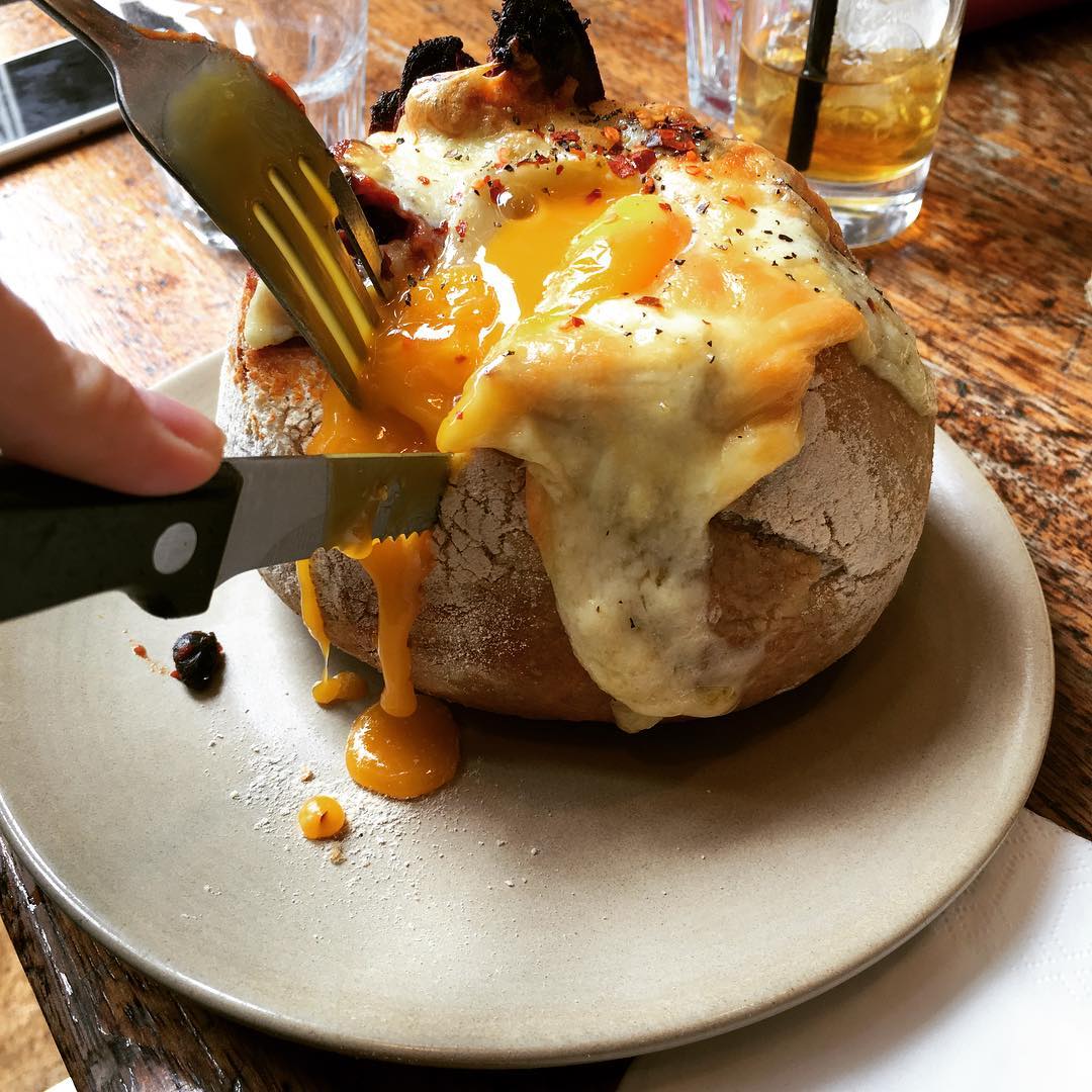 A cafe in London serves an incredible bread bowl for breakfast 4