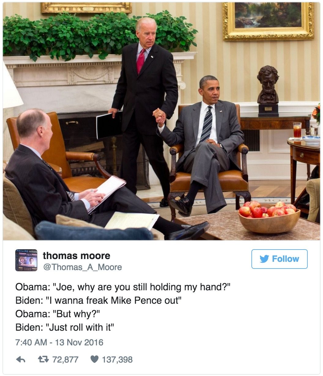 即將離開白宮的心情：10個網友們精心設計的爆笑對白，會讓你更不捨得美國正副總統他們 6